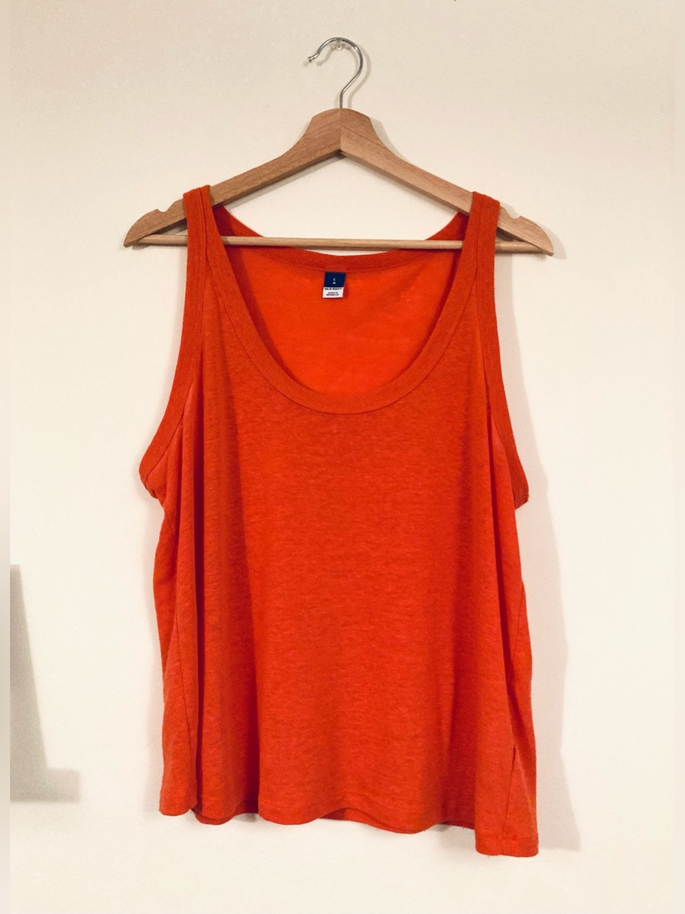 Old Navy Red Classic Scoop Neck Tank Top Linen Blend Size Women’s Large